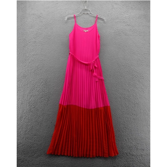 Skies Are Blue Dresses & Skirts - NWT Skies Are Blue Pleated Colorblock Maxi Dress XS Hot Pink Red Womens Belted